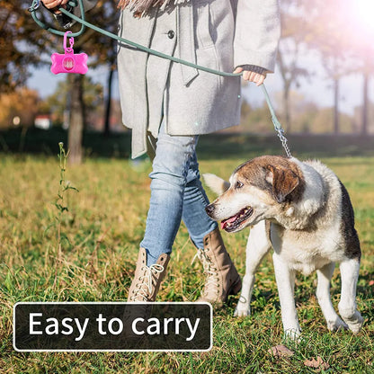 Pet Disposable Waste Bags and Bone Bag Dispenser with Leash Clip