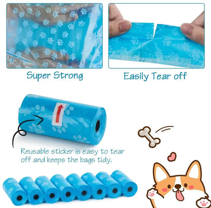 Pet Disposable Waste Bags and Bone Bag Dispenser with Leash Clip