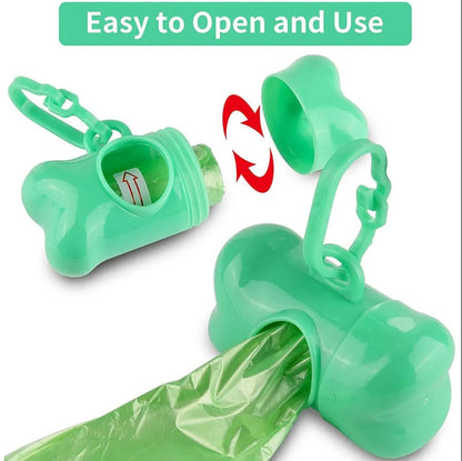 Pet Disposable Waste Bags and Bone Bag Dispenser with Leash Clip