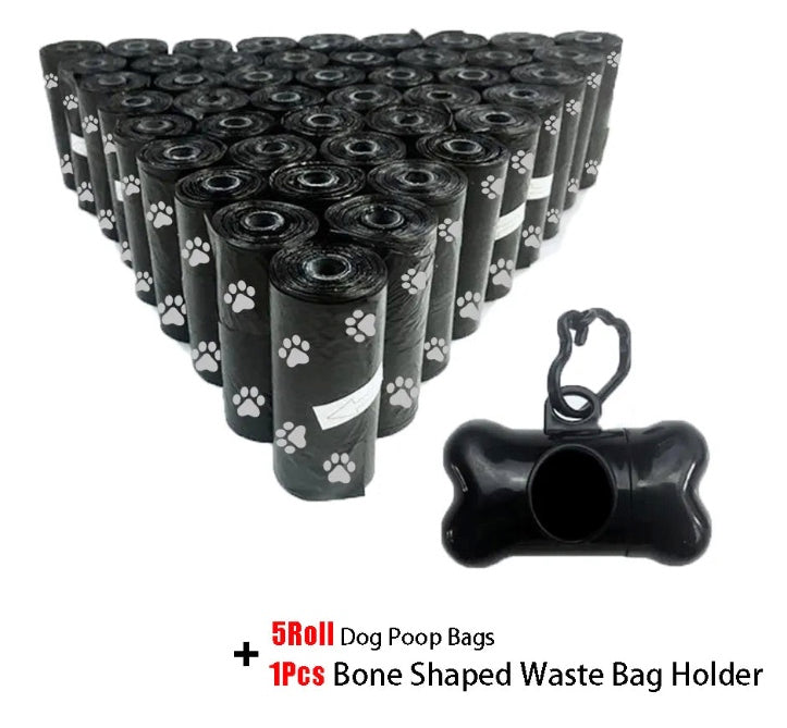 Pet Disposable Waste Bags and Bone Bag Dispenser with Leash Clip